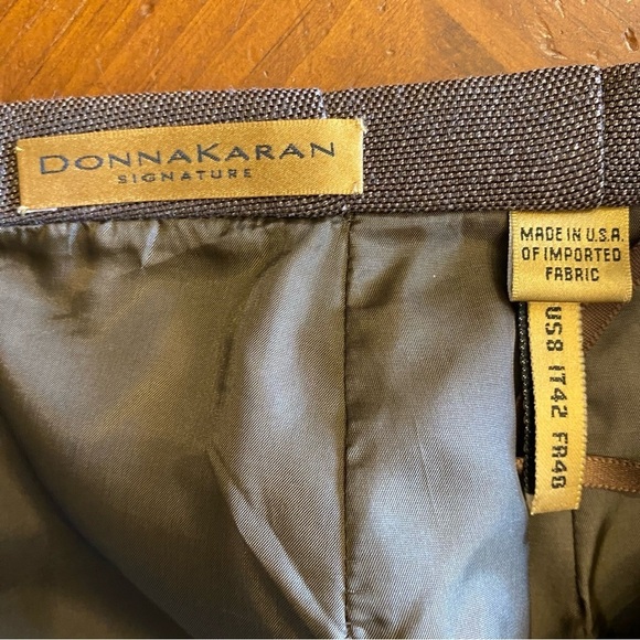 Donna Karan Brown Linen Skirt Suit Set Size 8 - Picture 13 of 16
